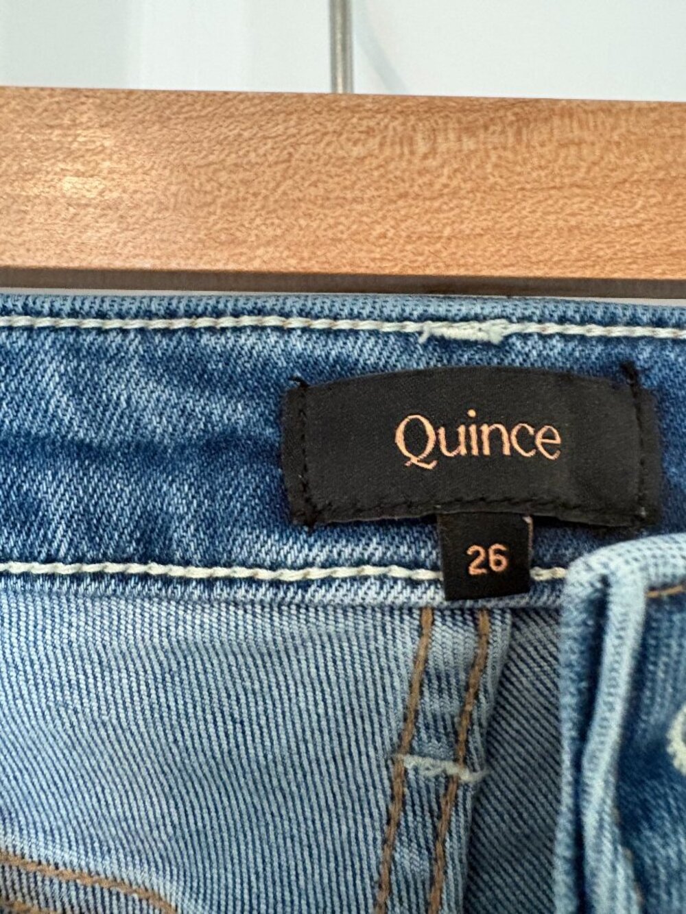 Quince Bella Wide Stretch Jeans, Long, Size 26 Seaside Blue - Picture 2 of 2